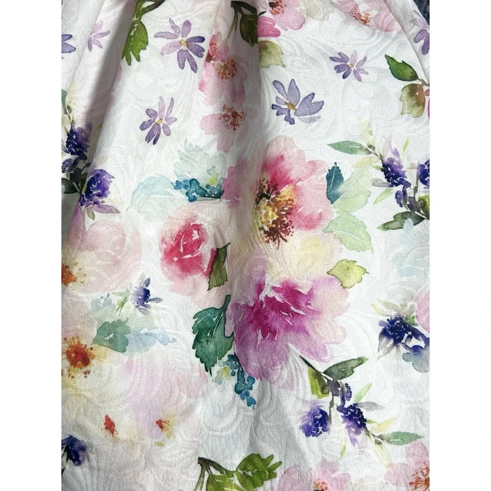 Bonnie Baby Girls Dress Floral Spring Summer 12 Months ‎ Bow Lined Textured Zip